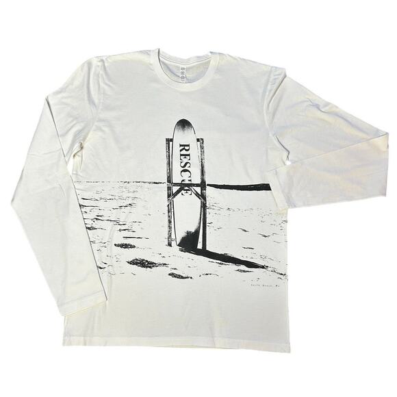 JOHN ANNETTI White Cotton South Beach Surf Recue Long Sleeve Shirt Size Large - Picture 4 of 9